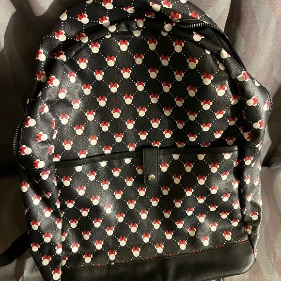 Official Disney Parks Minnie Mouse Polka Dot Bow Mini Vegan Leather Backpack Bag - Picture 2 of 10